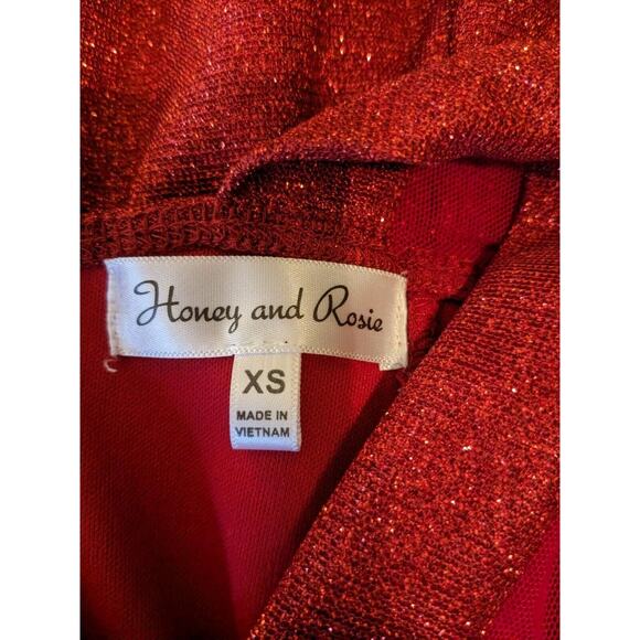 Honey & Rosie- NWT Red Shimmer Halter Cut Semi/Formal Dress -XS - Picture 6 of 8